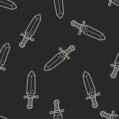 sword doodle seamless pattern background N6