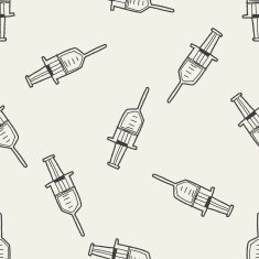 Syringes doodle drawing seamless pattern background N2