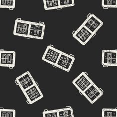 time doodle seamless pattern background N19