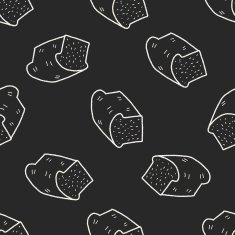toast doodle drawing seamless pattern background