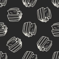 toast doodle drawing seamless pattern background N2