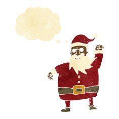 cartoon santa claus with thought bubble N25