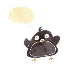cartoon bird with thought bubble N36