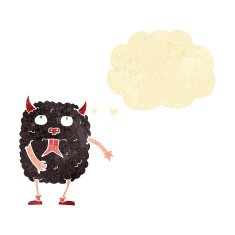 funny cartoon monster with thought bubble N3