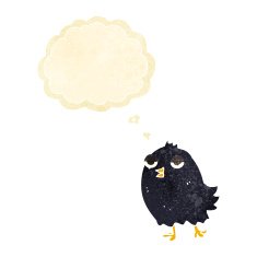 funny cartoon bird with thought bubble N23