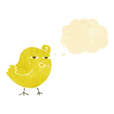 funny cartoon bird with thought bubble N24