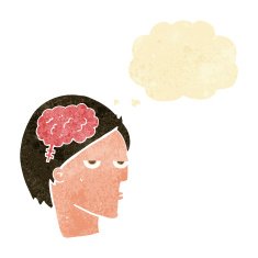 cartoon head with brain symbol thought bubble N7
