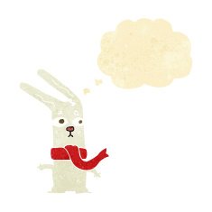 cartoon rabbit with thought bubble N17