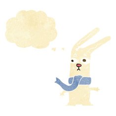 cartoon rabbit with thought bubble N18