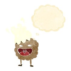 cookie cartoon character with thought bubble