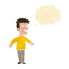 cartoon happy boy with thought bubble N26