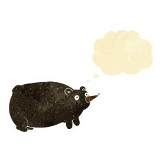 funny cartoon bear with thought bubble N3