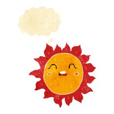 cartoon sun with thought bubble N3