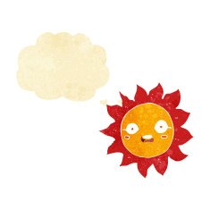cartoon sun with thought bubble N4