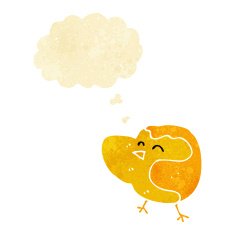 cartoon bird with thought bubble N42