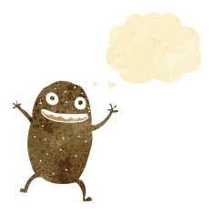 cartoon happy potato with thought bubble N2