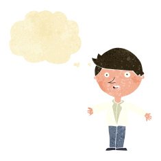 cartoon man in casual jacket with thought bubble N2