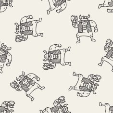 viking doodle seamless pattern background N7