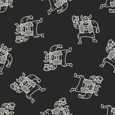 viking doodle seamless pattern background N8