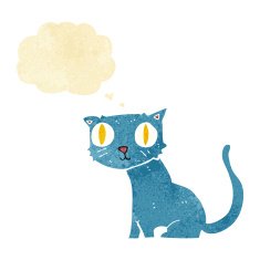 cartoon cat with thought bubble N4
