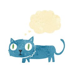 cartoon cat with thought bubble N5