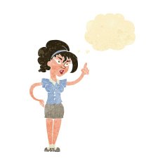 cartoon woman with idea thought bubble N42