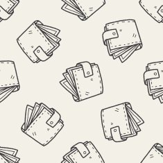 wallet doodle drawing seamless pattern background N3