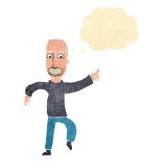 cartoon angry old man with thought bubble N24