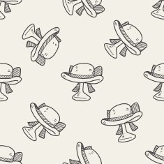 woman hat doodle seamless pattern background