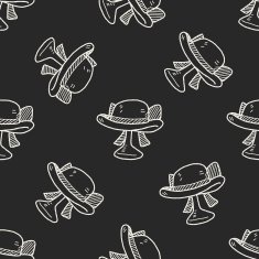 woman hat doodle seamless pattern background N2