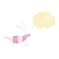 cartoon shrimp with thought bubble N4