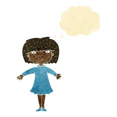 cartoon surprised woman with thought bubble N39