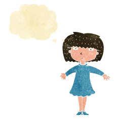 cartoon surprised woman with thought bubble N41