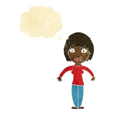 cartoon surprised woman with thought bubble N43