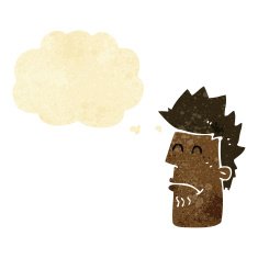 cartoon man feeling sick with thought bubble