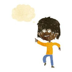 cartoon happy boy with thought bubble N33