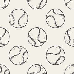 Doodle Baseball seamless pattern background