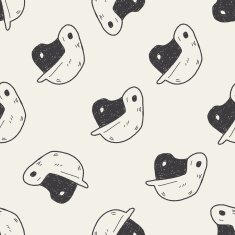 baseball helmet doodle seamless pattern background