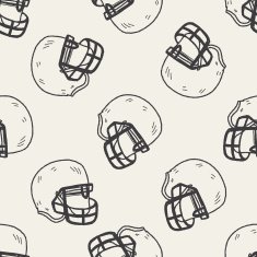 Doodle Football Helmet seamless pattern background