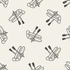 ski doodle seamless pattern background