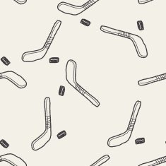 hockey doodle seamless pattern background