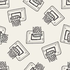 basketball doodle seamless pattern background