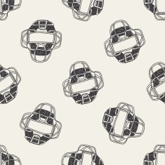 baseball catcher doodle seamless pattern background