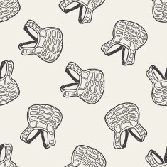 baseball catcher doodle seamless pattern background N2