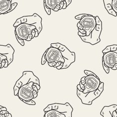 doodle stopwatch seamless pattern background N3