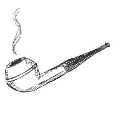 Vector Single Sketch Tobacco Pipe - Bulldog