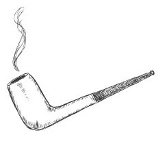 Vector Single Sketch Tobacco Pipe - Chimney