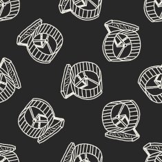 Pet exercise wheel doodle seamless pattern background