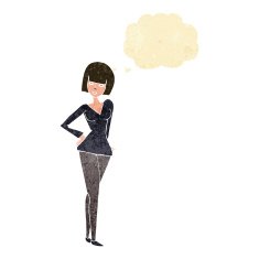 cartoon pretty woman with thought bubble N52