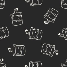 doodle pet drink water bottle seamless pattern background